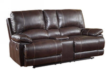 Load image into Gallery viewer, Faux Leather Love Seat Manual Reclining With Storage - Brown