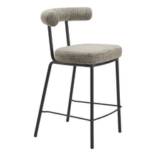 Load image into Gallery viewer, 26" Chenille And Steel Low Back Counter Height Bar Chair - Green / Black