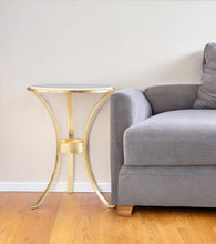 Load image into Gallery viewer, Marble And Iron Round End Table - Gold