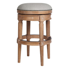 Load image into Gallery viewer, Solid Wood Swivel Backless Bar Height Bar Chair - Pearl Silver And Natural