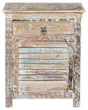 Load image into Gallery viewer, 30" One Drawer Shutter Solid Wood Nightstand - Distressed White