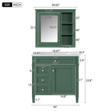 Load image into Gallery viewer, Bathroom Vanity With Medicine Cabinet, Royal Mirror Cabinet, Modern Bathroom Storage Cabinet With 2 Soft Closing Doors And 4 Drawers