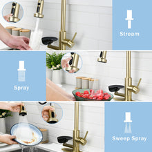 Load image into Gallery viewer, 3 In 1 Kitchen Faucet With Press Type Glass Rinser, High Arc Pull Down Sprayer