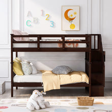 Load image into Gallery viewer, Stairway Bunk Bed With Storage And Guard Rail For Bedroom