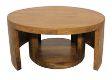 Load image into Gallery viewer, Solid Wood Round Distressed Solid Nested Coffee Tables (Set of 2) - Walnut