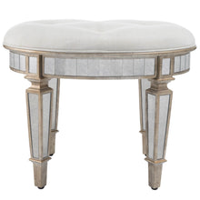 Load image into Gallery viewer, Linen Metallic Round Ottoman - Silver / Cream