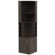 Load image into Gallery viewer, 71" Wood Corner Bar Cabinet With Two Doors - Dark Brown