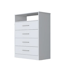 Load image into Gallery viewer, Four Drawer Dresser With Open Shelf - White