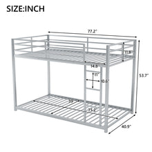 Load image into Gallery viewer, Metal Bunk Bed, Low Bunk Bed With Ladder