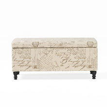 Load image into Gallery viewer, Parisian Upholstered Fabric Storage Ottoman - Beige / Reclaimed Natural
