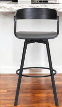 Load image into Gallery viewer, Faux Leather With Metal Swivel Counter Height Bar Chair - Gray And Black