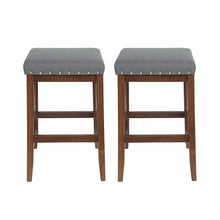 Load image into Gallery viewer, Upholstered Bar Stool With Nailhead Trim And X Frame Design (Set of 2) - Charcoal