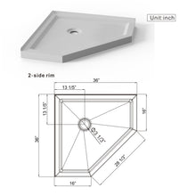 Load image into Gallery viewer, Neo Angle Corner Drain Shower Base - White