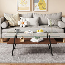 Load image into Gallery viewer, Rectangle Coffee Table, Tempered Glass Tabletop With Metal Legs, Modern Table For Living Room