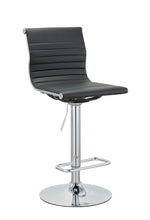 Load image into Gallery viewer, 16" x 19" x 37" Faux Leather And Metal Low Back Adjustable Height Bar Chairs (Set of 2) - Black And Silver