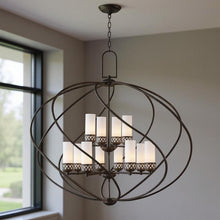 Load image into Gallery viewer, 39" Twelve Light Dimmable Chandelier With Shades - Bronze