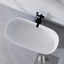 Load image into Gallery viewer, Freestanding Bathtub Resin Stone Soaking Bathtub Solid Surface Modern Tubs With Overflow And Pop-Up Drain - Matte White