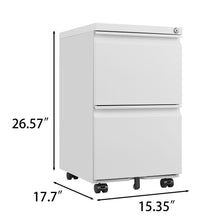 Load image into Gallery viewer, 2 Drawer File Cabinet With Lock, Metal Under Desk Rolling Filing Cabinet Fits Letter / Legal / A4 Size For Home Office, Mobile Filing Cabinet