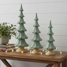 Load image into Gallery viewer, Glitter Christmas Tree Sculptures (Set of 3) - Green / Natural
