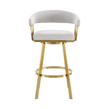 Load image into Gallery viewer, 26" Fabric And Stainless Steel Low Back Counter Height Swivel Bar Chair - Silver / Gold