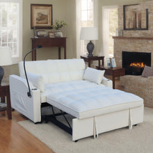Load image into Gallery viewer, Modern Loveseat Futon Sofa With Pullout Bed, Adjustable Reclining Backrest, Toss Pillows