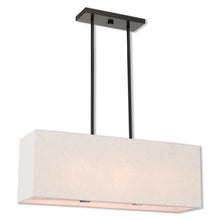 Load image into Gallery viewer, 12" Three Light Metal Dimmable Chandelier With Shades - Bronze / Cream