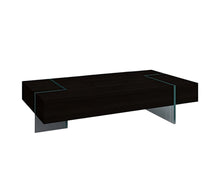 Load image into Gallery viewer, 53" Clear Wood And Glass Sled Coffee Table - Espresso