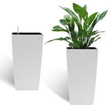 Load image into Gallery viewer, Square Large Planter With Automatic Watering System For Home And Garden (Set of 2) - White