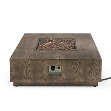 Load image into Gallery viewer, Wellington Square Iron Fire Pit With Wood Pattern Design And 50,000 Btu Output