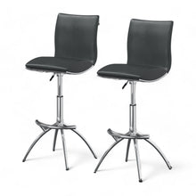 Load image into Gallery viewer, Faux Leather And Metal Low Back Adjustable Height Bar Chairs (Set of 2) - Gray And Silver