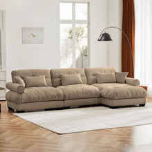 Load image into Gallery viewer, Modern Sectional Sofa With Ottoman, Round Bolster Armrests, Waist And Throw Pillows