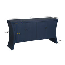Load image into Gallery viewer, Refined Industrial 4 Door Credenza With Arc Legs & Bronze Clasps