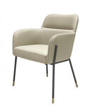 Load image into Gallery viewer, Upholstered Faux Leather Slat Back Dining Arm Chair - Gray