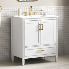 Load image into Gallery viewer, Elegant Fluted Bathroom Vanity With Sink, Soft Close Doors & Drawer