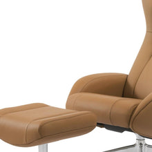 Load image into Gallery viewer, Tufted Genuine Leather Manual Swivel Recliner With Ottoman (730565) - Camel