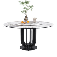 Load image into Gallery viewer, Round Dining Table With Carbon Steel Base And Lazy Susan Industrial Style - Black / White