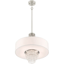 Load image into Gallery viewer, Four Light Metal Dimmable Chandelier With Shades - Nickel / Clear / Off White