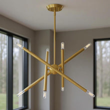 Load image into Gallery viewer, 23" Eight Light Dimmable Chandelier With Shades - Brass
