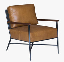 Load image into Gallery viewer, Top Grain Leather And Black Solid Color Arm Chair - Brown