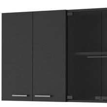 Load image into Gallery viewer, 59" Wood Wall Mounted China Cabinet With Six Doors - Black