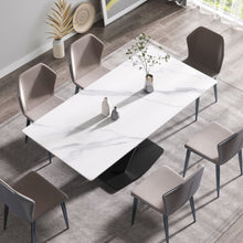 Load image into Gallery viewer, Modern Artificial Stone Straight Edge Metal X Leg Dining Table, 6 People