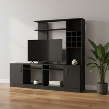 Load image into Gallery viewer, Particle Board Open Shelving Entertainment Center - Black