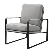 Load image into Gallery viewer, 35" Contemporary Velvet And Metal Lounge Chair - Gray