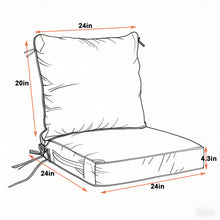 Load image into Gallery viewer, 24X24 Inch Outdoor Deep Seat Cushion Set Waterproof Fade Resistant Patio Furniture Cushions With Removable Covers, Adjustable Straps & Handles (Set of 2) - Red