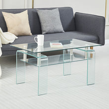 Load image into Gallery viewer, Modern Tempered Glass Coffee Table With 2 Tier Storage For Living Room