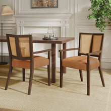 Load image into Gallery viewer, Mid Century Modern Arm Dining Chair Set With Rattan Backrest
