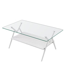 Load image into Gallery viewer, Rectangle Coffee Table With Tempered Glass Top And Shelf