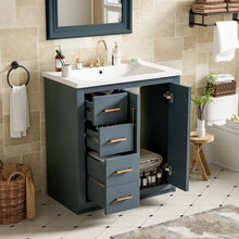 Load image into Gallery viewer, Ceramic Sink Combo, Freestanding Vanity Set With 3 Drawers & Soft Closing Doors