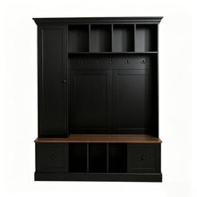 Load image into Gallery viewer, Hall Tree With Shoe Storage Bench, Entryway Coat Rack With 5 Hooks