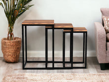 Load image into Gallery viewer, Solid Wood Nested Tables (Set of 3) - Black And Brown